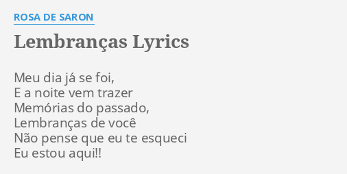 Rosa De Saron - Não pense que eu te esqueci, eu estou aqui