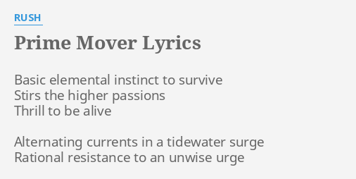 Prime Mover Lyrics