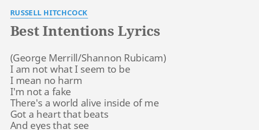 the best of intentions lyrics