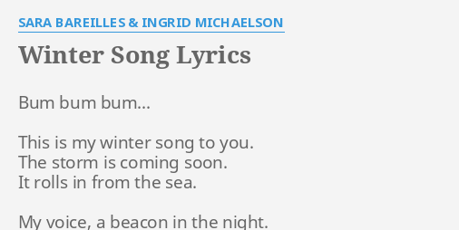 Download Winter Song Lyrics By Sara Bareilles Ingrid Michaelson B B B This