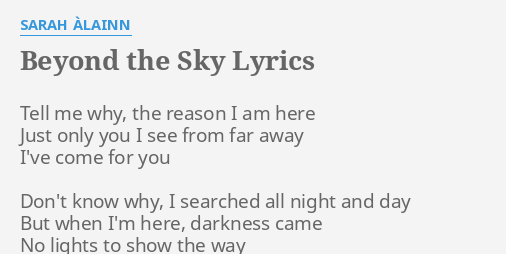 Beyond The Sky Lyrics By Sarah Alainn Tell Me Why The
