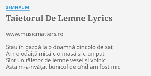 Taietorul De Lemne Lyrics By Semnal M Www Musicmatters Ro Stau In GazdÄƒ