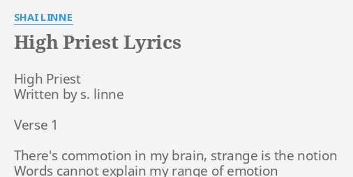 High Priest Lyrics By Shai Linne High Priest Written By