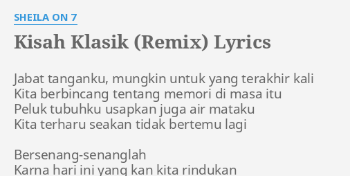 Lirik Lagu Peluk Tubuhku Usapkan Juga Air Mataku - Berbagai Mata