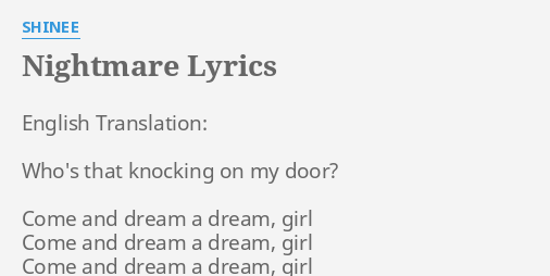 Nightmare Lyrics By Shinee English Translation Who S That