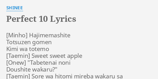 shinee perfect 10 lyrics