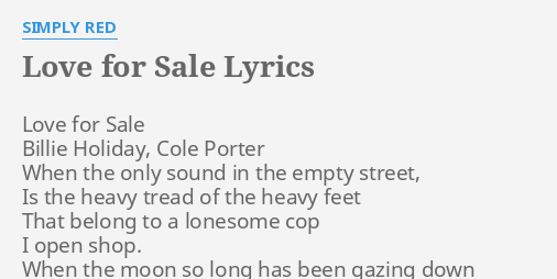 Love For Sale Lyrics By Simply Red Love For Sale Billie