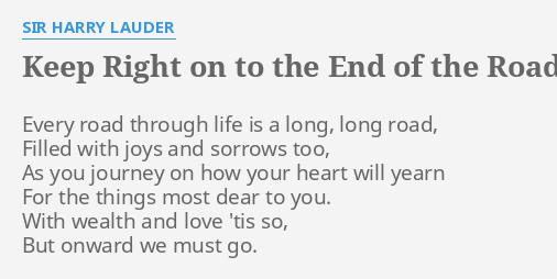 harry lauder keep right on to the end of the road lyrics