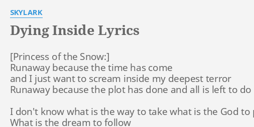 Dying Inside Lyrics By Skylark Runaway Because The Time