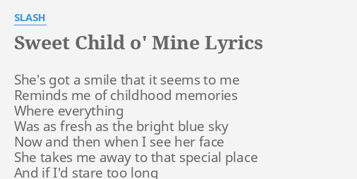 Sweet child of mine lyrics