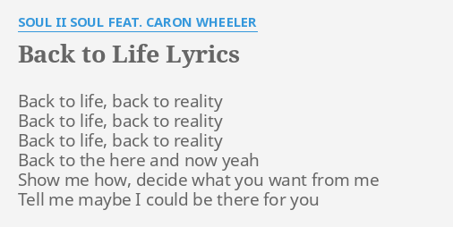 back to life lyrics