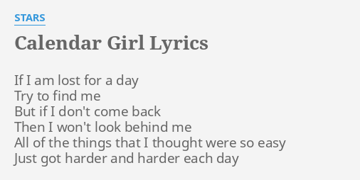 Stars – Calendar Girl Lyrics