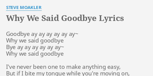 Why We Said Goodbye Lyrics