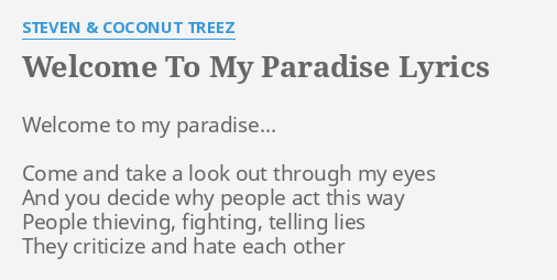 My paradise перевод. You my Paradise песня.