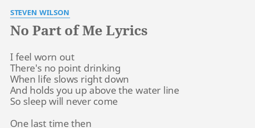 No Part Of Me Lyrics By Steven Wilson I Feel Worn Out