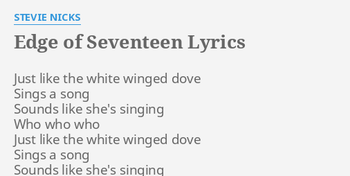 stevie nicks edge of seventeen lyrics song meanings