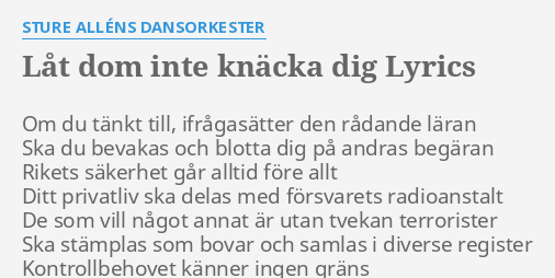 "LÅT DOM INTE KNÄCKA DIG" LYRICS By STURE ALLÉNS DANSORKESTER: Om Du ...