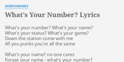 what is your number lyrics