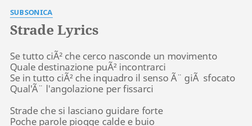 Strade — Subsonica