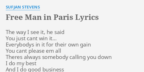 free man in paris sufjan stevens