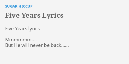 5 years lyrics