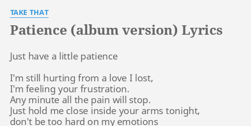 Take That - Patience (Lyrics) 