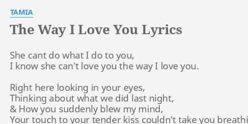 The Way I Love You Lyrics By Tamia She Cant Do What