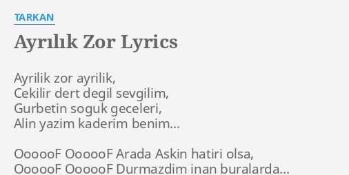 ayrilik zor mp3