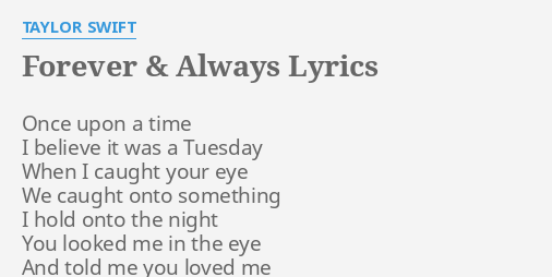 forever and always taylor swift lyrics