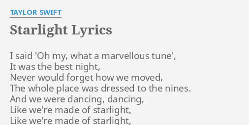 taylor swift starlight lyrics