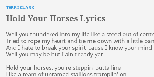 Hold Your Horses Lyrics By Terri Clark Well You Thundered Into