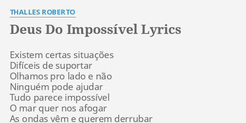 Thalles Roberto - Deus do Impossível ( COM LETRA ) 