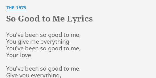 you have been so good to me lyrics download mp3