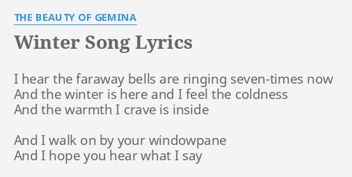 Download Winter Song Lyrics By The Beauty Of Gemina I Hear The Faraway