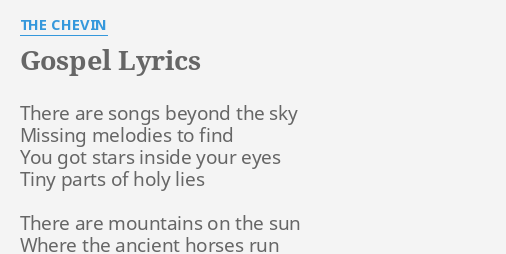Gospel Lyrics By The Chevin There Are Songs Beyond