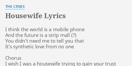 Housewife Lyrics By The Cribs I Think The World