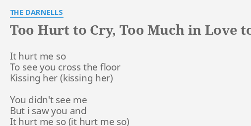 Too Hurt To Cry Too Much In Love To Say Goodbye Lyrics By The Darnells It Hurt Me So