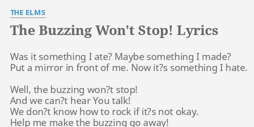 The Buzzing Won T Stop Lyrics By The Elms Was It Something I