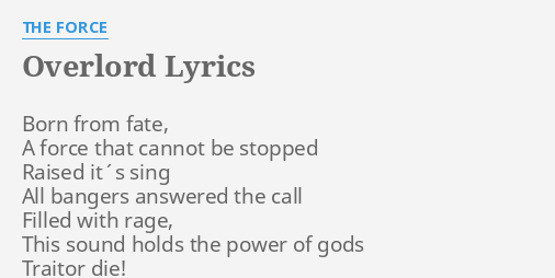 overlord ed 2 english lyrics