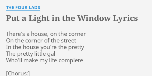 i saw the light in your window tonight lyrics