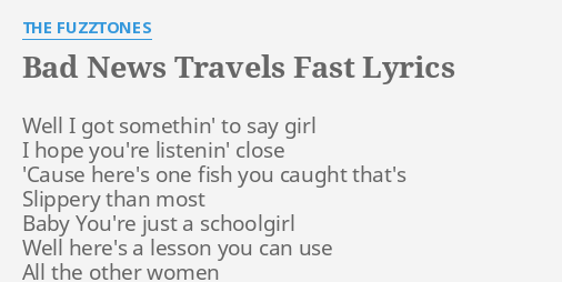 bad news travels fast lyrics