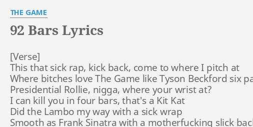 92 Bars Lyrics By The Game This That Sick Rap 