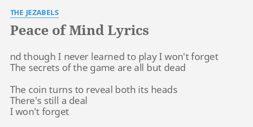 the jezabels peace of mind lyrics