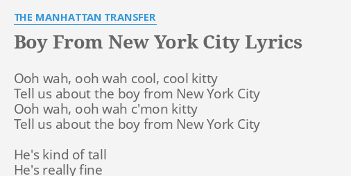 boy from new york city lyrics