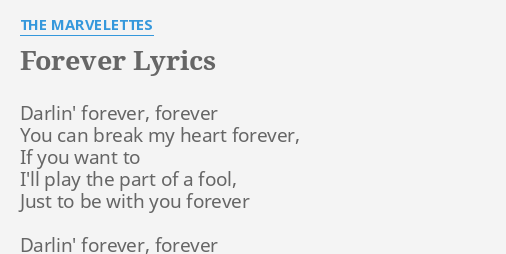 Forever Lyrics By The Marvelettes Darlin Forever Forever You