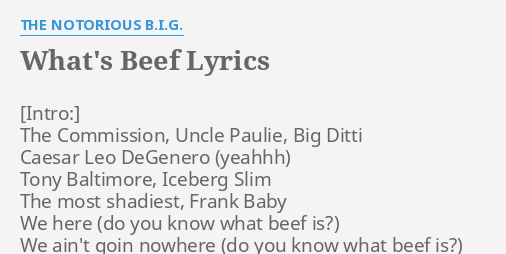 What'S Beef Biggie Smalls Lyrics - Colaboratory