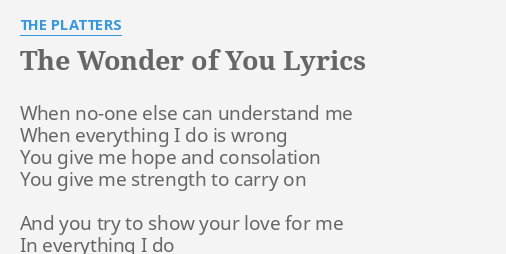 wonder of u lyrics