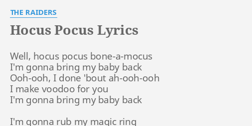 hocus pocus 2 song lyrics