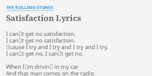 i need some action tender satisfaction lyrics meaning