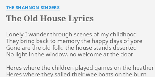 Back to the old house, lyrics